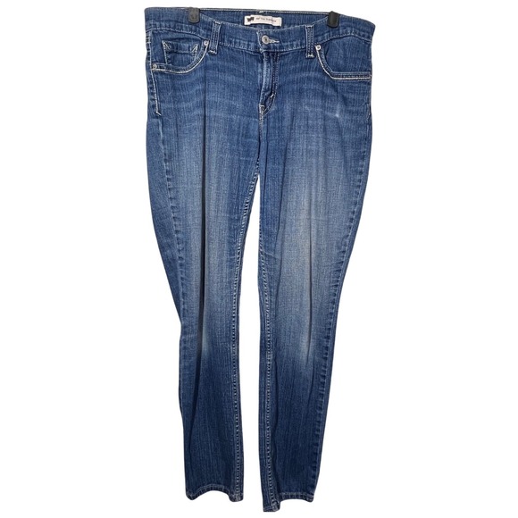 Levi's 524 Too Superlow Women's Jeans Blue Denim Low Rise Size 13M Whiskered - Picture 1 of 13